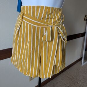 NWOT High Waist Yellow Striped Shorts